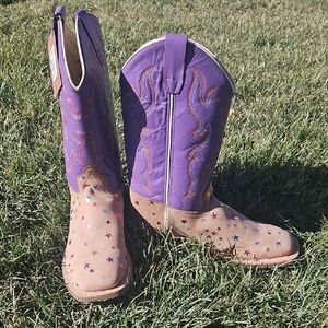 Old West Purple and Tan Cowboy Boots